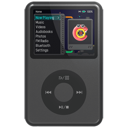 Innioasis Mp3 Player with Bluetooth, 2.4" 128GB Portable Mini HiFi Sound Bluetooth Walkman Digital Music Player with FM Radio Audiobook and Speaker Built in for Kids (Black)