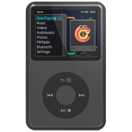 Innioasis Mp3 Player with Bluetooth, 2.4" 128GB Portable Mini HiFi Sound Bluetooth Walkman Digital Music Player with FM Radio Audiobook and Speaker Built in for Kids (Black)