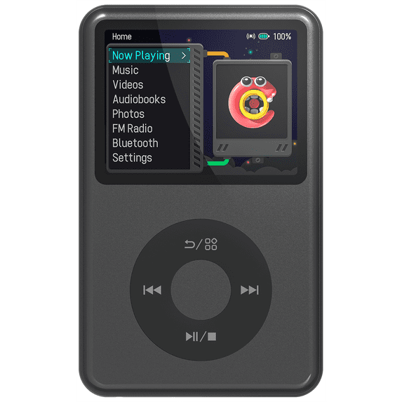 Innioasis Mp3 Player with Bluetooth, 2.4" 128GB Portable Mini HiFi Sound Bluetooth Walkman Digital Music Player with FM Radio Audiobook and Speaker Built in for Kids (Black)