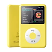 Innioasis Mp3 Player with Bluetooth, 2.4 128GB Portable Mini HiFi Sound Bluetooth Digital Music Player with FM Radio Audiobook and Speaker Built in for Kids Light yellow