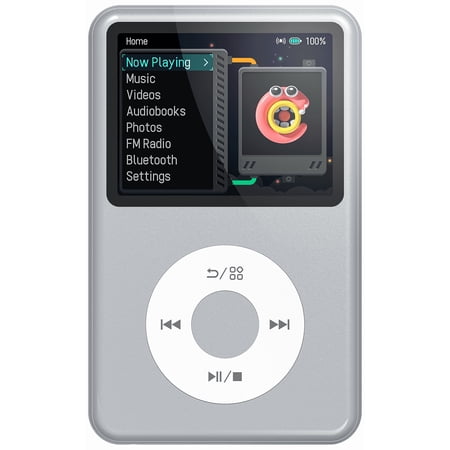 Innioasis Mp3 Player with Bluetooth, 2.4" 128GB Portable Mini HiFi Sound Bluetooth Digital Music Player, Silver