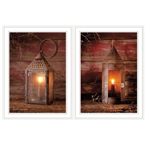 Trendy Decor4U "Innkeeper's Lantern" By Irvin Hoover, Ready to Hang Framed Print, White Frame