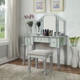 thumbnail image 1 of Inno Solid Wood 3-Piece Makeup Vanity Set with Mirror, Silver, 1 of 9