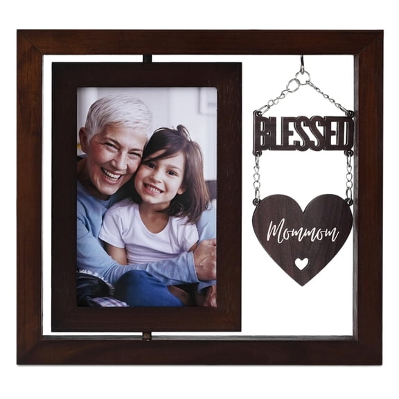 InnoBeta Mommom Gifts, Grandma Gifts from Grandchildren, Blessed Mommom Photo Frame, Mother's Day, Christmas, Birthday, Rotating 6R Picture Frame A101