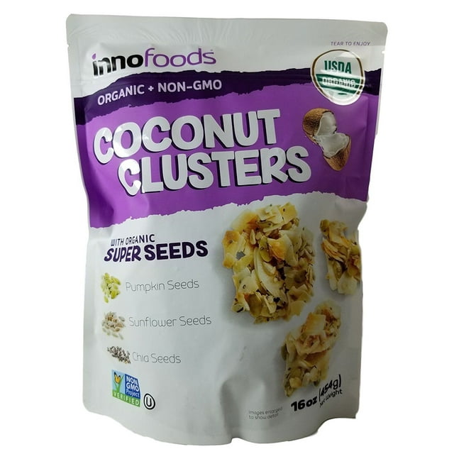 InnoFoods Coconut Clusters with Organic Super Seeds Pumpkin; Sunflower & Chia -