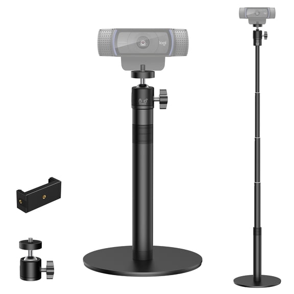 InnoGear 31" Webcam Stand with Phone Holder Telescopic Web Cam Mount Vlogging Stick for Logitech Webcam C920 C615 C920x C922 C930e C920SC960 BRIO 4K NexiGo N60 and Others
