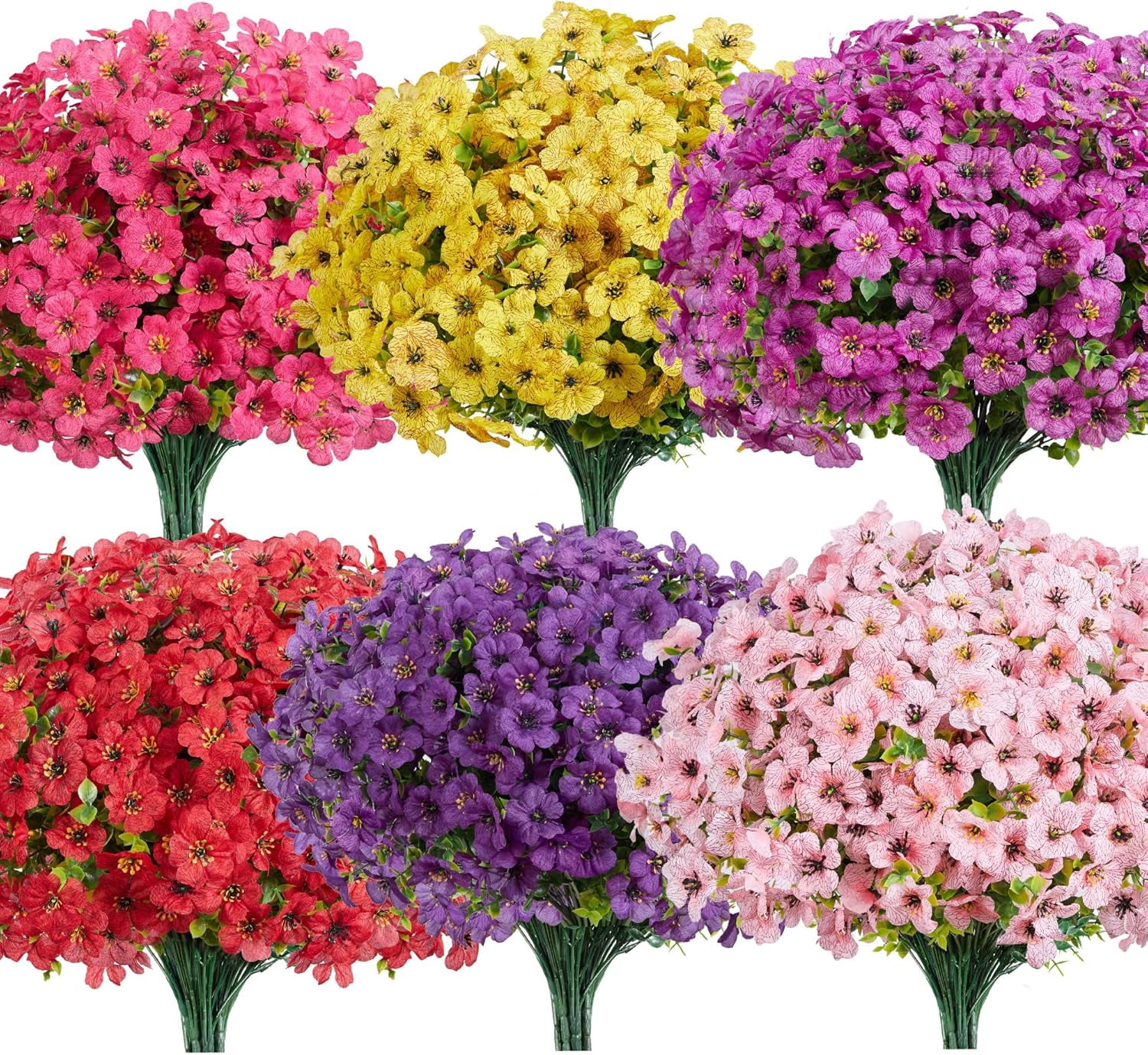 InnoGear Artificial Flowers for Outdoors, 12 Bundles UV Resistant Fake Silk Flowers for Outside Faux Spring Summer Decor Flower for Outdoor Indoor Garden Home Decoration Porch Patio (Mixed 4 Colors)