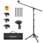 InnoGear Tripod Microphone Stand Floor, Height Adjustable Floor Mic Stand Tripod Boom Arm with Mic Clip Carrying Bag 3/8" to 5/8" Adapter for Podcast