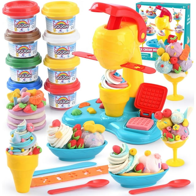 InnoMoon Playdoh Ice Cream Set Multicolor Playdough Ice Cream Maker Toy