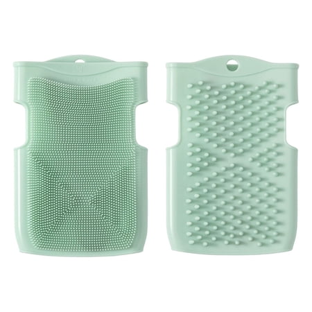 Innobaby Double Sided Silicone Massage Mitt Bath Scrubber Shower Brush & Scalp Massager/ Green