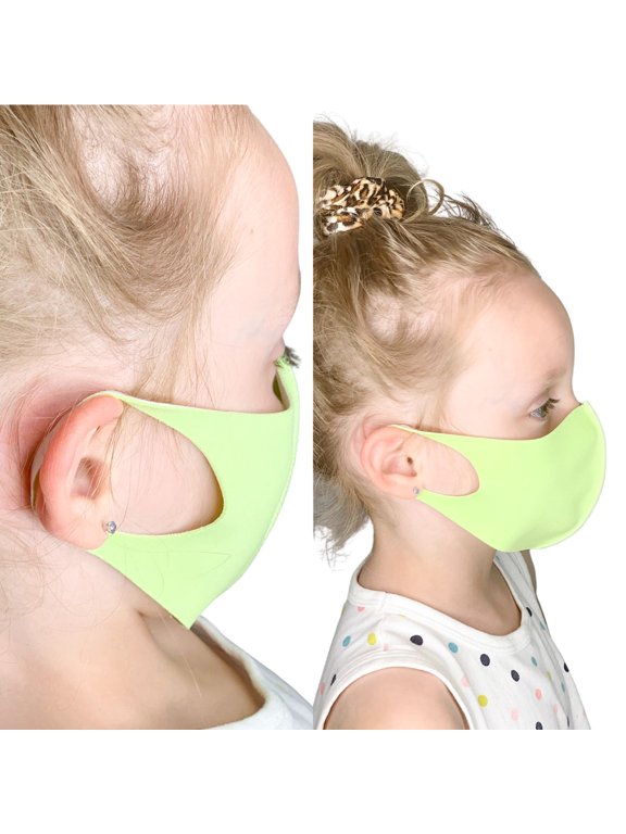 Kids Silver Fabric Mask (Lime Green)