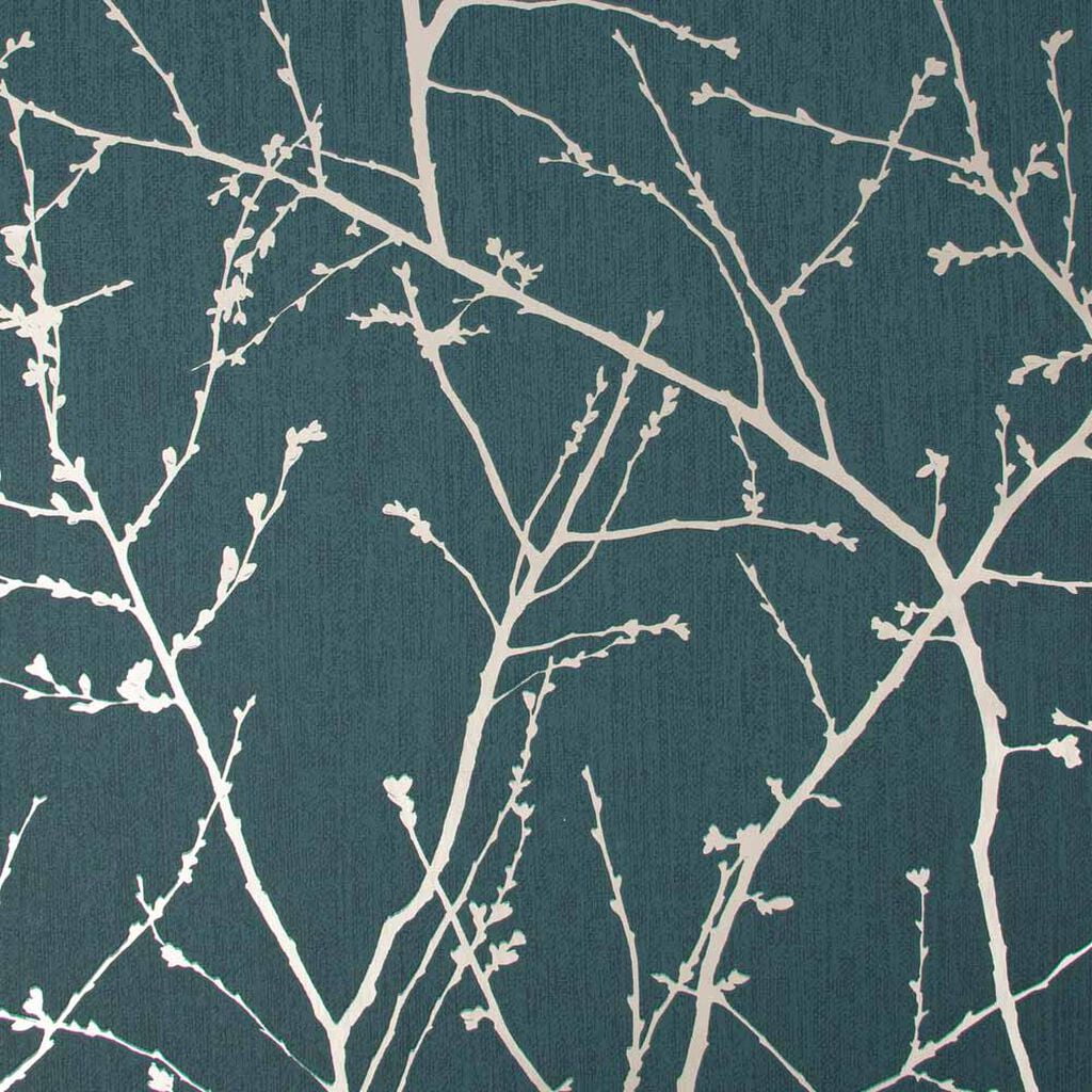 Green and Gold Vinyl Textured Floral Wallpaper Roll