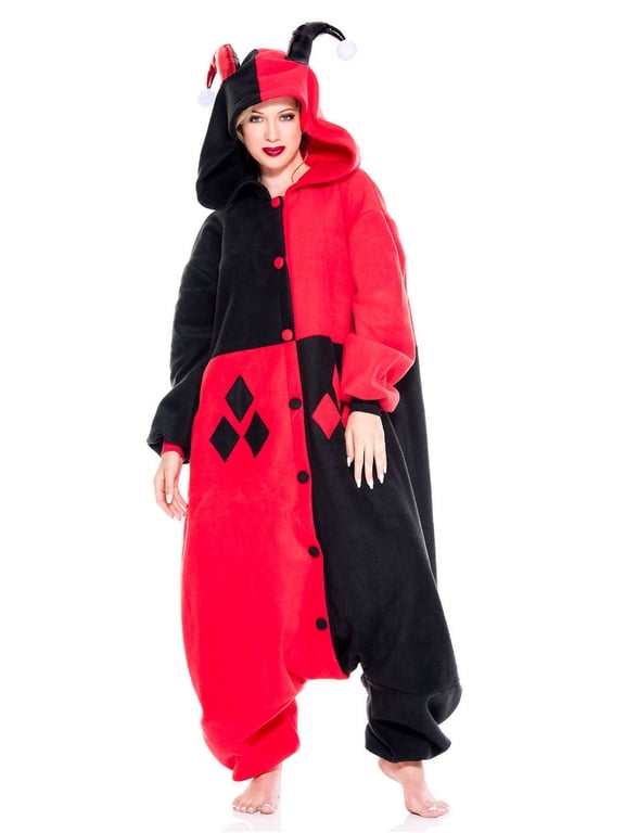 Unisex-Adults Chubby Panda Kigurumi, White/Black, One Size Black/Red One Size