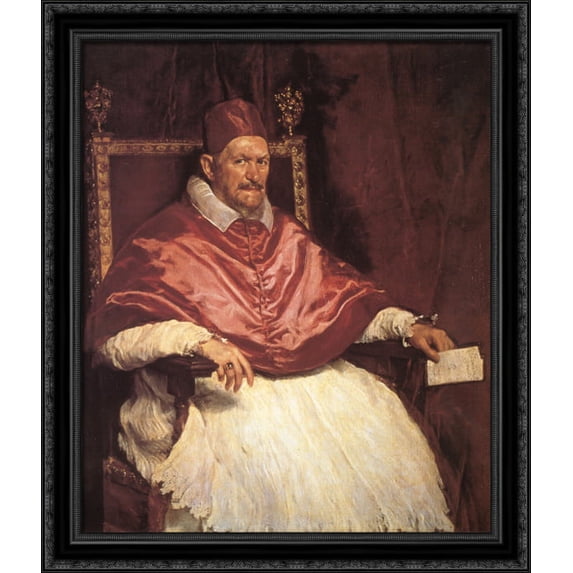 Innocent X 28x34 Large Black Ornate Wood Framed Canvas Art by Diego Rodriguez de Silva Velazquez