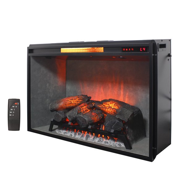 Innoflame 33" Electric Fireplace Insert, Adjustable Flame Color & Brightness, Weathered Concrete Interior, Fireplace Heater with Remote & Timer, Overheating Protection, 1500W (33 1/4"W x 22 1/16"H)