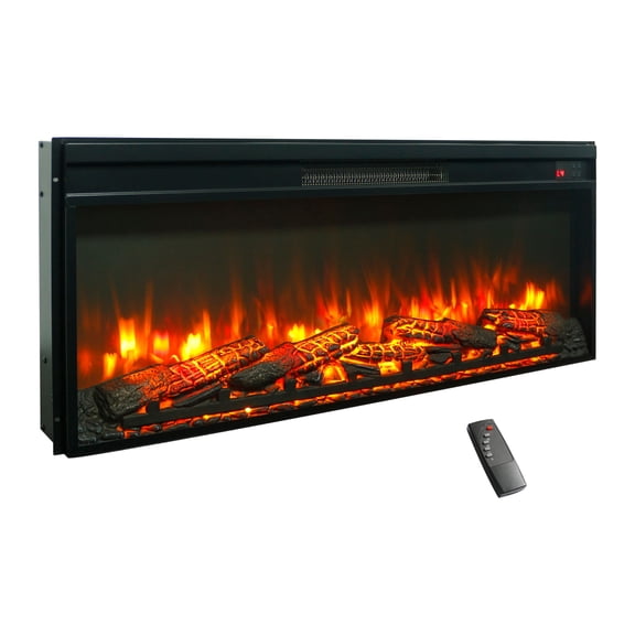 Innoflame 42" Electric Fireplace Insert, Realistic Flame & Log Set, 4-Level Brightness, 1400W Fireplace Heater with Thermostat & Remote, Overheat Protection, Timer (Fits 42 3/16" W X 17 3/16" H)