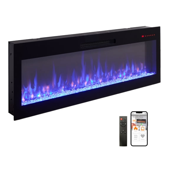 Innoflame 50" Smart Electric Fireplace, Alexa/WiFi Enabled, 16-Color 3D Multi-Row Flame, 1400W Fireplace Insert, Wall Fireplace Electric with Remote Control & App, Thermostat, 9H Timer