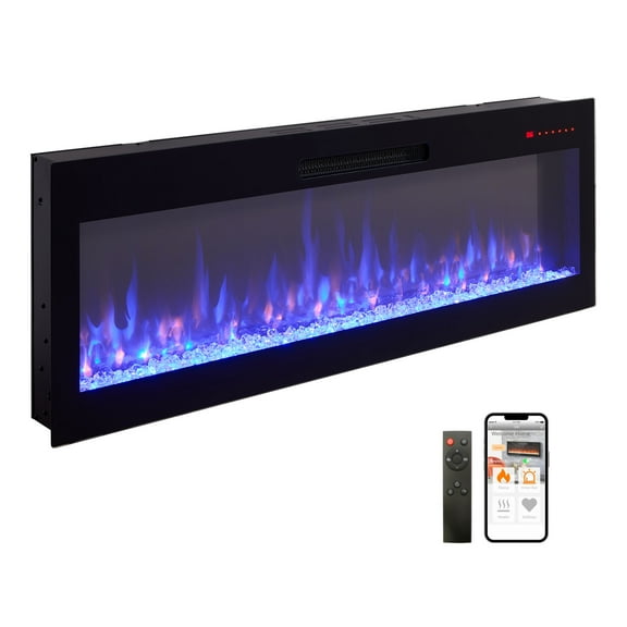 Innoflame 50" Smart Electric Fireplace, Alexa/WiFi Enabled, 16-Color 3D Multi-Row Flame, 1400W Fireplace Insert, Wall Fireplace Electric with Remote Control & App, Thermostat, 9H Timer