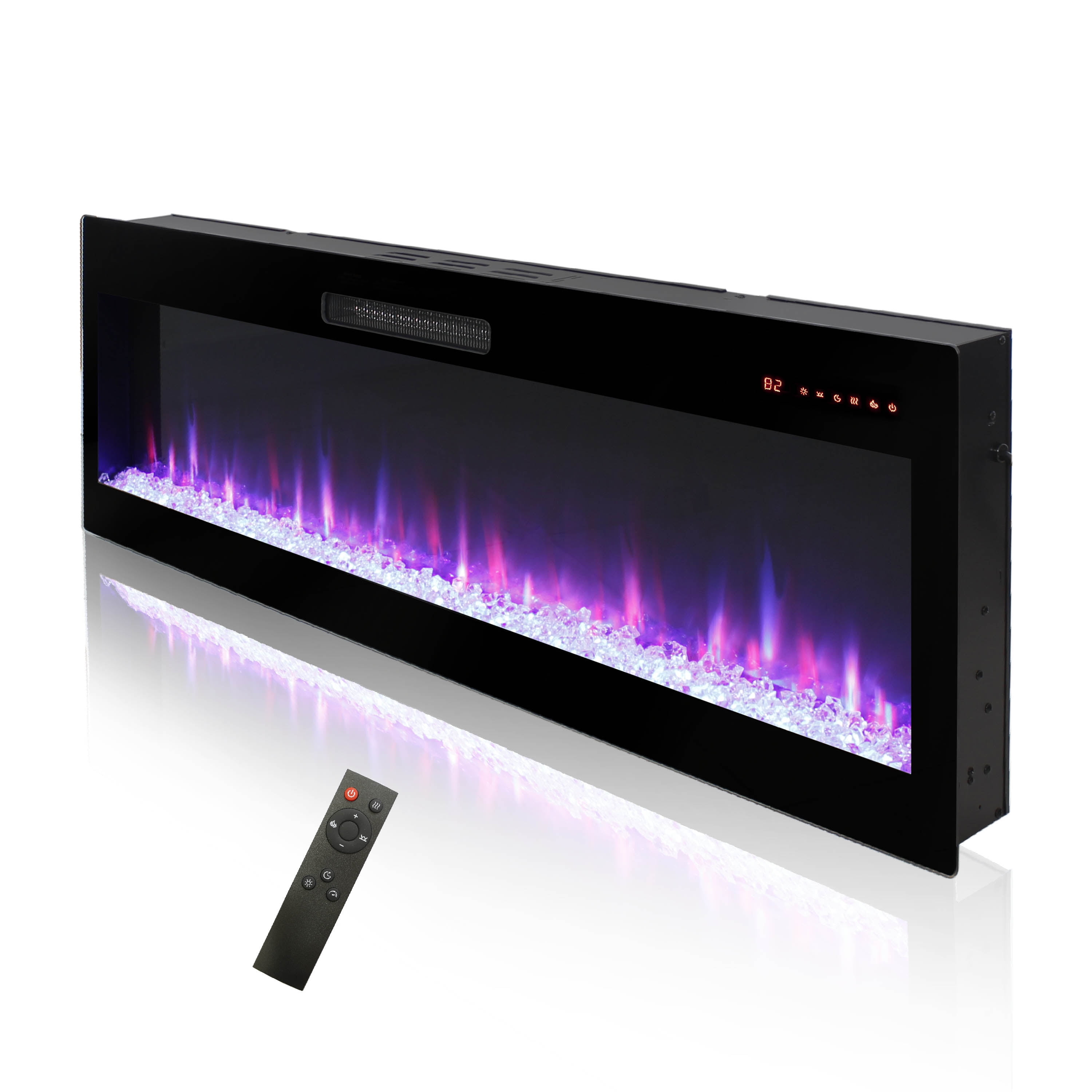 Innoflame 60" Electric Fireplace, Recessed/Wall Mount, 16 Flame & Ember