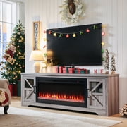 Innoflame Fireplace TV Stand for 85" TV, Entertainment Center with 44" Electric Fireplace, Adjustable Shelves, TV Stands Console for Living Room, Gray