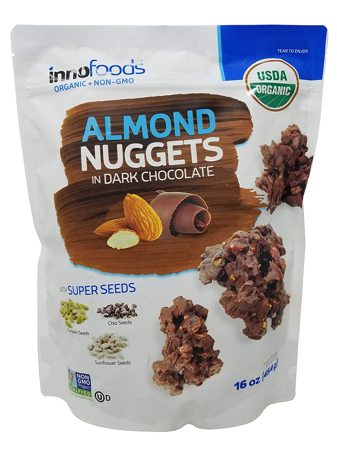 Innofoods Almond Nuggets in Dark Chocolate 16 oz.