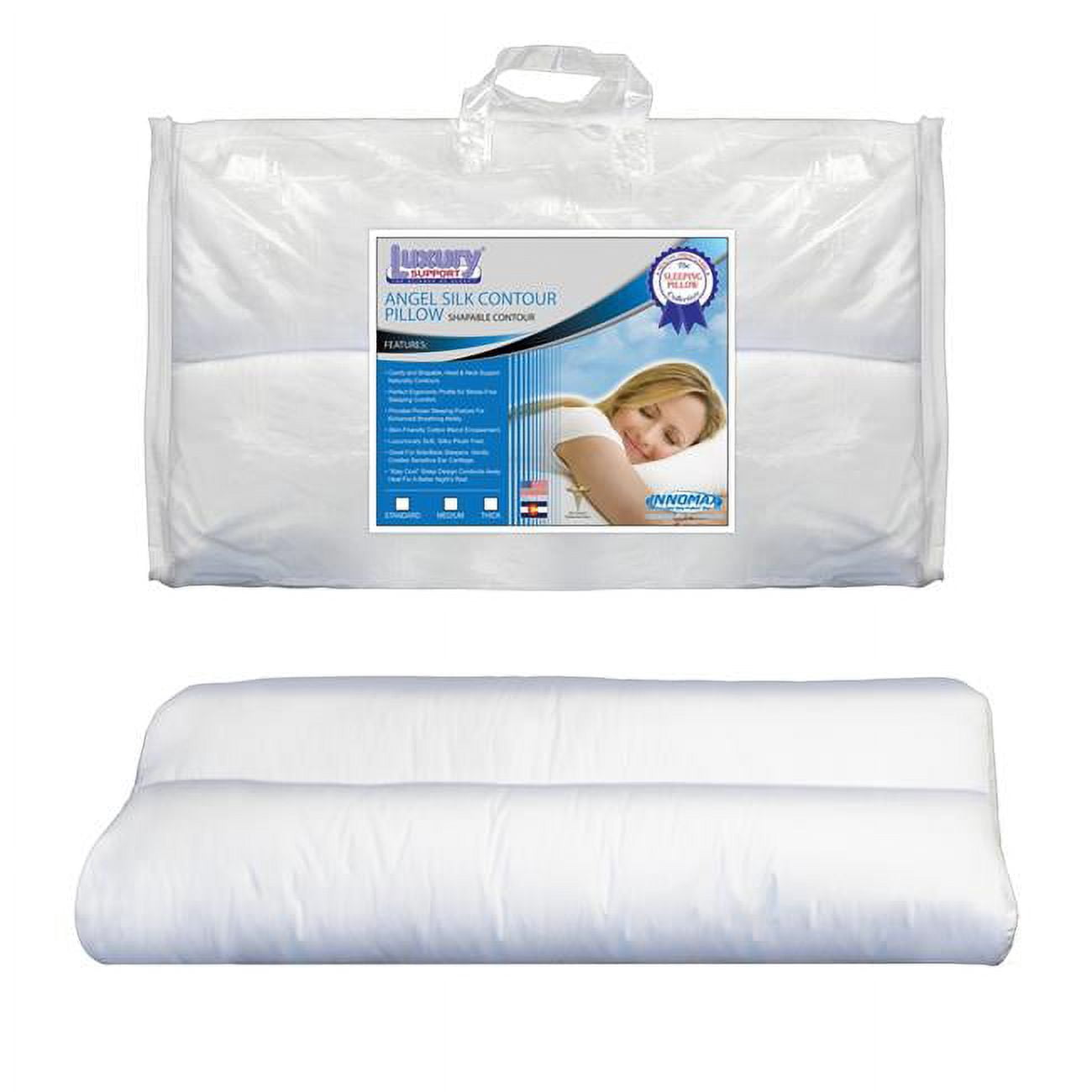 Innomax Angel Silk Contour Pillow - Medium Size 13x24x4 Inch Shapable Pillow - View #9
