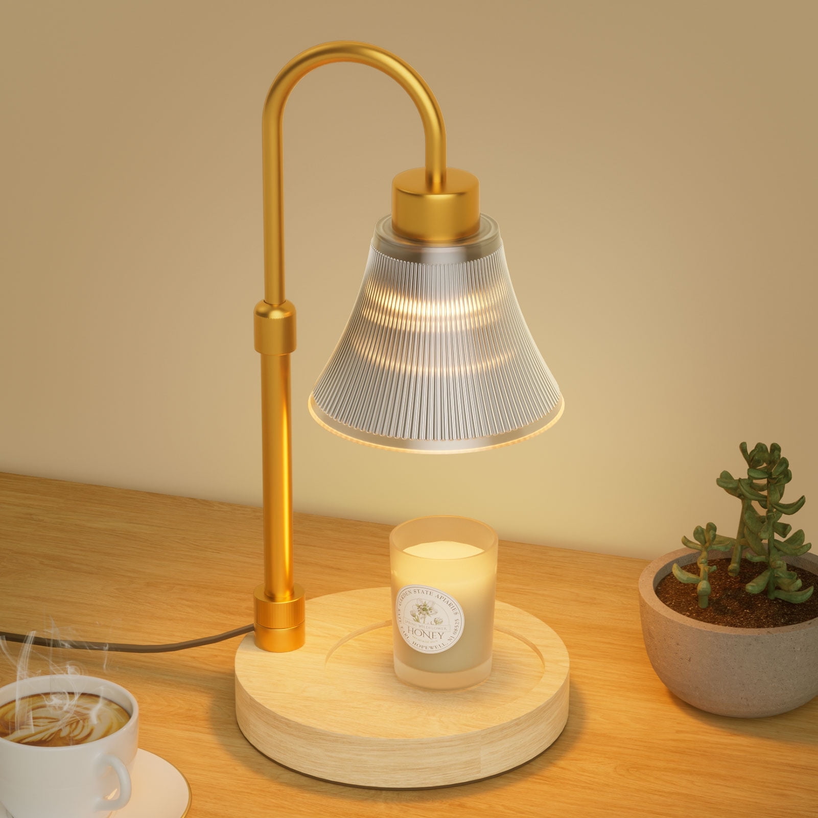 Candle Warmer Lamp With Adjustable Height - Floral Design, No Flame Melter For Jar Candles, Gift For Women