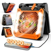 Innopower Personal Fan,20000mAh Portable Solar Fan,Small Desk Fan Quiet with SOS LED Light,3 Speeds 3 Timers Pivot 90°,Type-C Rechargeable USB Fan for Indoors and Outdoors