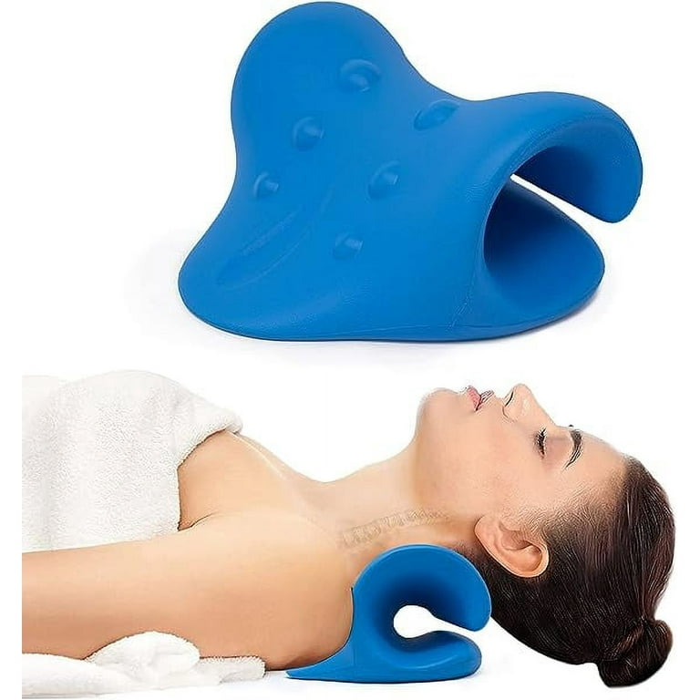 Innostretch Neck Cloud Pillow - Blue Neck Stretcher - Neck Curve Restorer -  Cervical Traction Neck Pillow - TMJ Relief Products - Neck Headache Relief