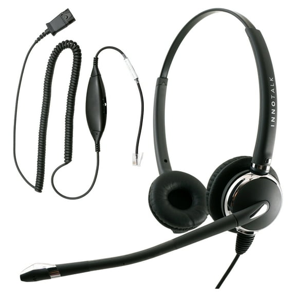 Innotalk RJ9 Phone Headset with Virtual Compatibility Smart Adapter for Cisco Avaya Nec and Most Phones