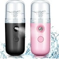 thumbnail image 1 of Innotech 30ml USB Rechargeable Humidifier Skincare Nano Facial Mister, Black & Pink, 2-Piece, 1 of 7