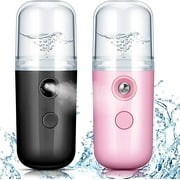 Innotech 30ml USB Rechargeable Humidifier Skincare Nano Facial Mister, Black & Pink, 2-Piece