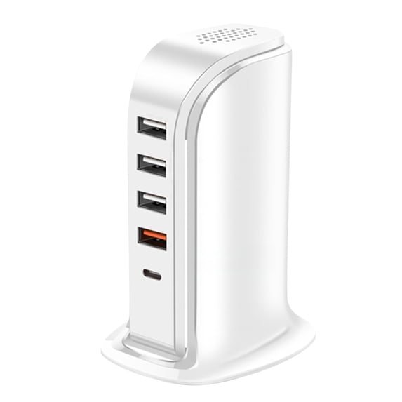 Innotech Charging Station USB C - 30W for Multiple Devices Wall Charger Block 4 USB Ports, USB Charging Hub Smart IC, Charger Tower with Type-C 20W for iPhone iPad Tablets Smartphones, Home Office