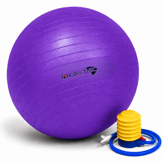 Innotech Extra Thick Exercise Yoga Ball 55cm - Anti-Burst Stability Ball, Fitness And Balance Ball for Core Workouts, Pregnancy And Office Sitting -Pink