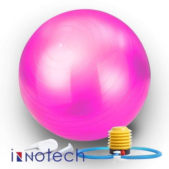 Innotech Extra Thick Yoga Ball Exercise Ball, 5 Sizes Gym Ball, Heavy Duty Ball Chair for Balance, Stability, Pregnancy, Quick Pump Included.