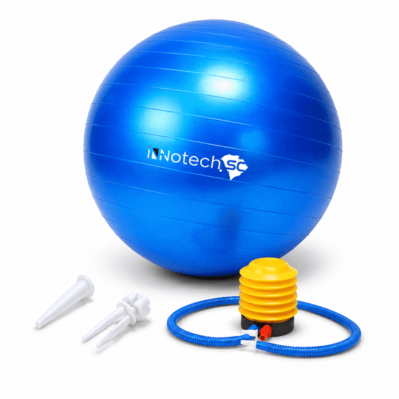 Innotech Extra Thick Exercise Yoga Ball 75cm - Anti-Burst Stability Ball, Fitness and Balance Ball for Core Workouts, Pregnancy and Office Sitting - Blue