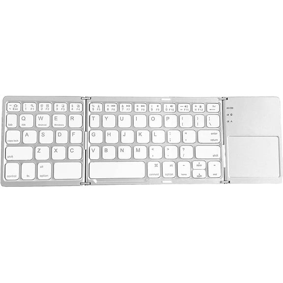 Innotech Foldable Bluetooth Keyboard with Touchpad Portable Wireless Keyboard, Rechargeable Full Size Ultra Slim Pocket Folding Keyboard for Android Windows iOS Tablet 3 Fold Bluetooth Keyboard