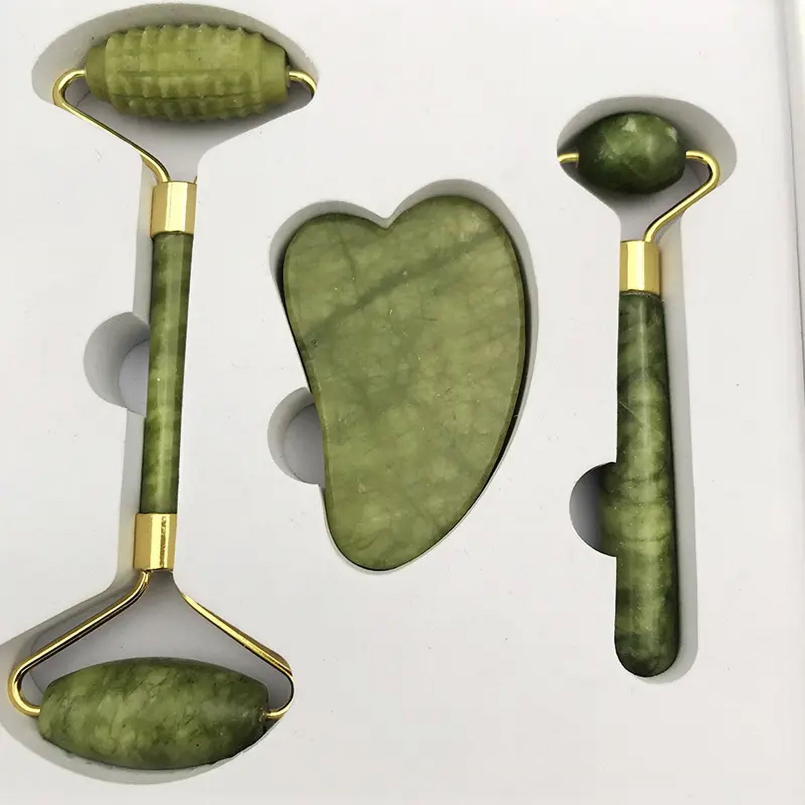 Innotech Jade Roller and Gua Sha for Face3 in 1 Kit with Facial Massager Tool,100 Real Natural