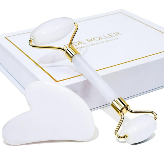 Innotech Jade Roller & Gua Sha, Face Roller, Facial Beauty Roller Skin Care Tools, Self Care Gift for Men Women, Massager for Face, Eyes, Neck, Relieve Fine Lines and Wrinkles