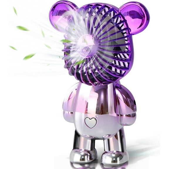Innotech Portable Fan,Mini Cute Bear Desk Fan Small Quiet,3-Speed Adjustable Usb Powered Fan,Electroplating Cute Shape