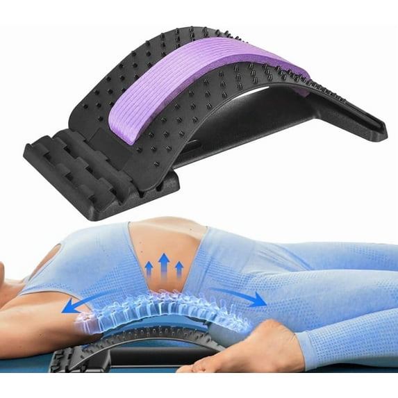 Innotech SC Adjustable Back Stretcher – 3-Level Lumbar Support, Spine Decompression & Back Massager for Pain Relief and Scoliosis -Purple