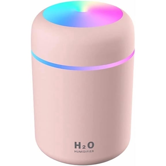 Innotech SC Colorful Cool Mini Humidifier, Rechargeable USB Personal Humidifier for Car, Office, Bedroom & Home – 2 Mist Modes, LED Night Light, Auto Shut-Off, Ultra Quiet Operation- Pank