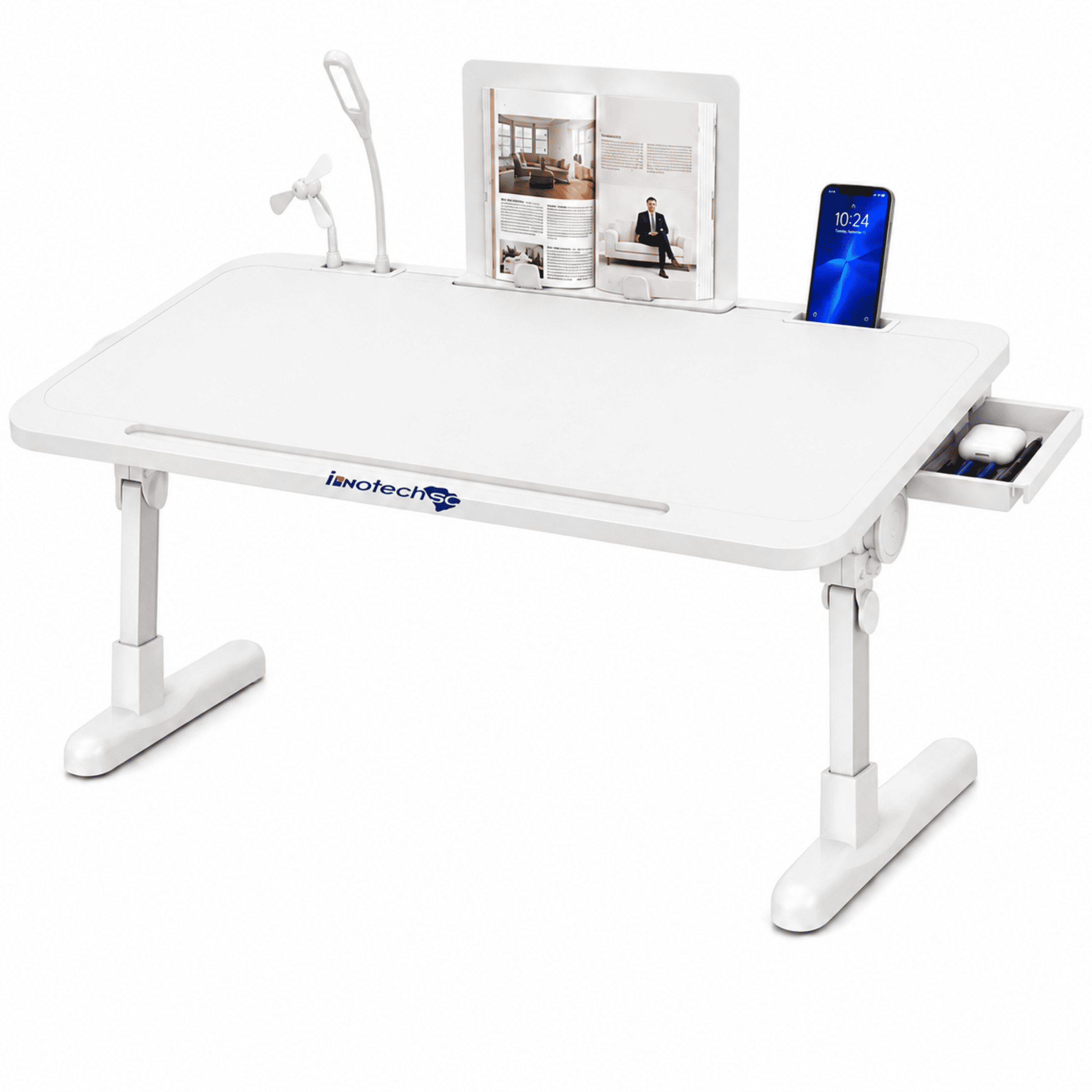 Innotech SC Foldable Laptop Bed Desk - Portable Study Table with LED ...