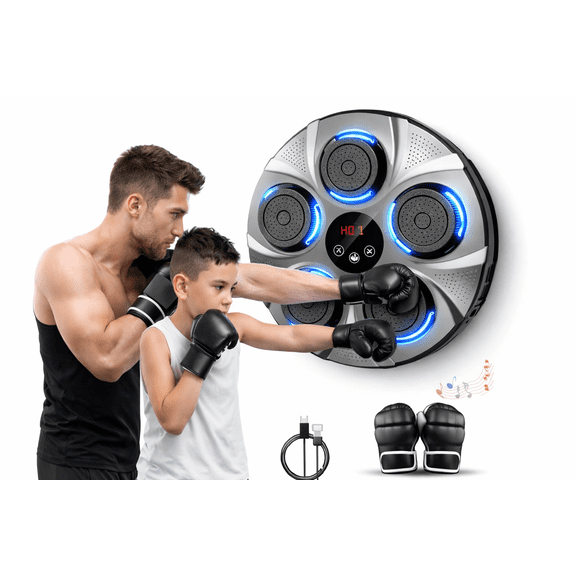 Innotech SC Music Boxing Machine with Bluetooth, Wall Mounted Electronic Punching Target with Boxing Gloves, Interactive Boxing Game for Adults, Teens & Kids, Home Fitness Training Equipment