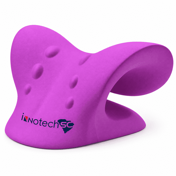 INNOTECH SC Neck and Shoulder Stretcher - Cervical Traction Device for Gentle Neck Stretching And Relaxation, Ergonomic Neck Relaxer, C-Curve Design, Purple