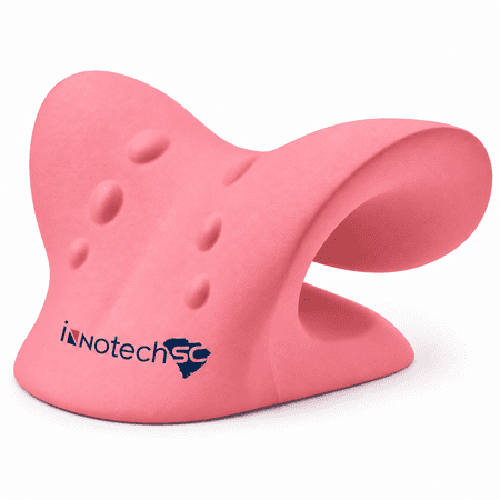 INNOTECH SC Neck and Shoulder Stretcher - Cervical Traction Device for Gentle Neck Stretching And Relaxation, Ergonomic Neck Relaxer, C-Curve Design, Pink