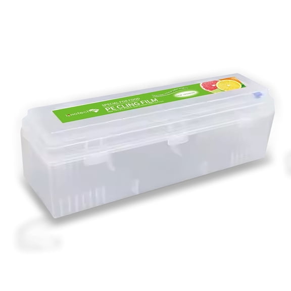 Innotech SC Plastic Cling Wrap Dispenser With Slider Cutter - Refillable Food Wrap Stretch Clear Film 11.8 Inch by 1198 Ft (Cutting Box + Cling Film)