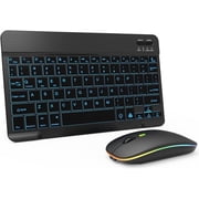 Innotech SC Rechargeable Bluetooth Keyboard and Mouse Combo-7-Color Backlit Ultra-Slim Portable Compact Wireless Mouse Keyboard Set for Android Windows Tablet Cell Phone iPad 13 and Above- Black