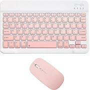 Innotech SC Rechargeable Bluetooth Keyboard and Mouse Combo Ultra-Slim Portable Compact Wireless Mouse Keyboard Set for Android Windows Tablet Cell Phone iPhone iPad OS/iOS 13 and Above- Pink