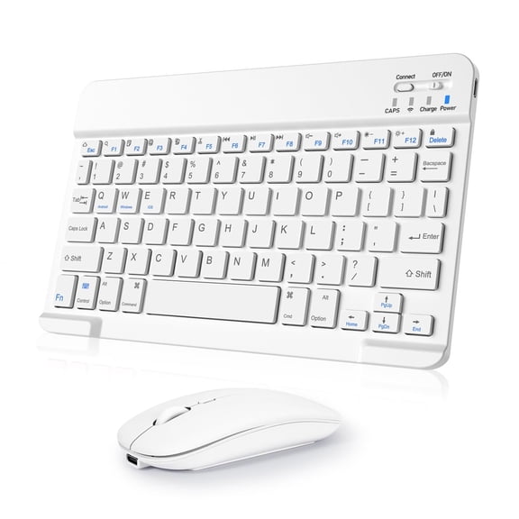 Rechargeable Bluetooth Keyboard and Mouse Combo, Ultra-Slim Portable Compact Wireless Mouse Keyboard Set for Android, Windows, Bluetooth-Enabled Tablets, Smartphones and Other Devices